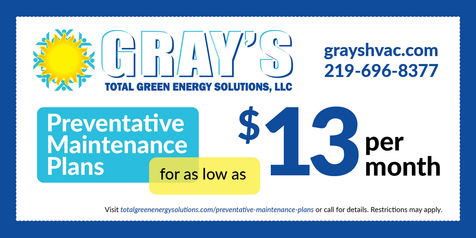 GRA Maintenance Plans as low as $13 a month